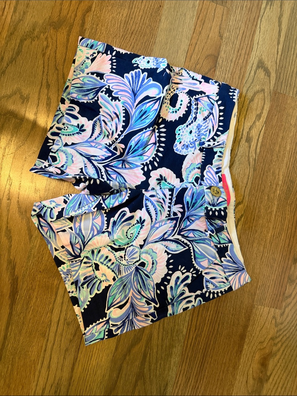 Lilly Pulitzer Navy Floral High-Waist Stretch Shorts